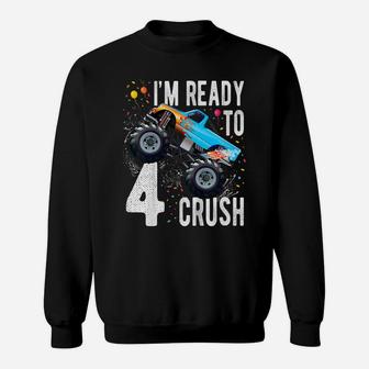 Kids 4Th Birthday Boy Shirt 4 Year Old Monster Truck Car T Shirt Sweatshirt | Crazezy UK