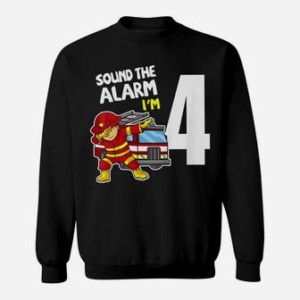 Kids 4Th Birthday Dabbing Firefighter Tee Fire Truck 4 Years Old Sweatshirt | Crazezy
