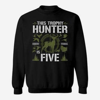 Kids 5 Year Old Hunting Birthday Party Duck Deer Hunter 5Th Gift Sweatshirt | Crazezy CA