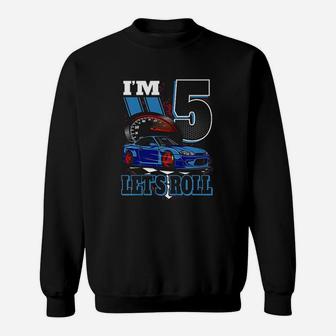 Kids 5 Year Old Race Car Birthday 5th Birthday Racing Gift Sweatshirt | Crazezy
