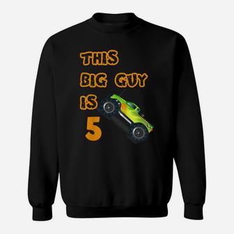 Kids 5Th Birthday Boy Monster Truck Shirt 5 Year Old Boys Cars Sweatshirt | Crazezy DE