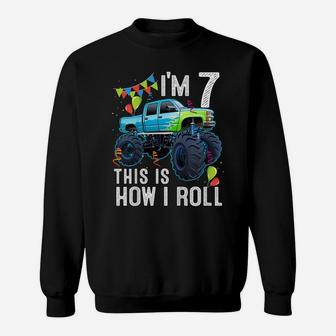 Kids 7 Year Old Shirt 7Th Birthday Boy Kid Monster Truck Car Sweatshirt | Crazezy