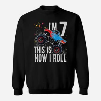 Kids 7 Year Old Shirt 7Th Birthday Boy Monster Truck Car T Shirt Sweatshirt | Crazezy