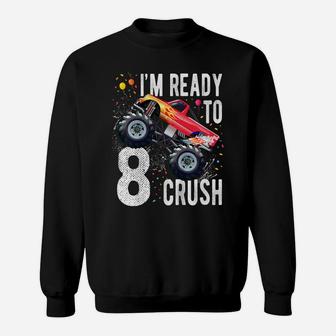 Kids 8Th Birthday Boy Shirt 8 Year Old Monster Truck Car T Shirt Sweatshirt | Crazezy CA