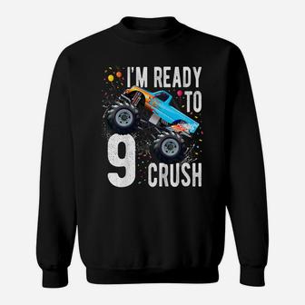 Kids 9Th Birthday Boy Shirt 9 Year Old Monster Truck Car T Shirt Sweatshirt | Crazezy AU