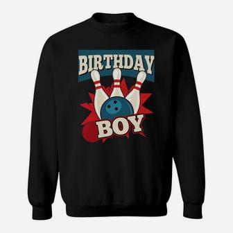 Kids Birthday Boy Cool Bowler Party Bowling Red Blue Theme Sweatshirt | Crazezy