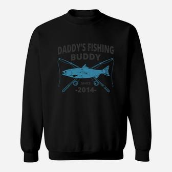 Kids Daddys Fishing Buddy Since 2014 4th Birthday Fishing Gift Sweatshirt | Crazezy DE
