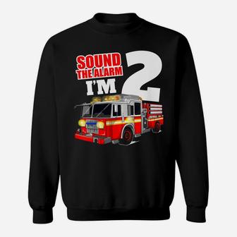 Kids Fire Truck 2Nd Birthday T Shirt 2 Boy Toddler Firefighter Sweatshirt | Crazezy DE