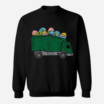 Kids Garbage Truck Eggs Cute Easter Day Egg Hunting Boys Kids Sweatshirt | Crazezy