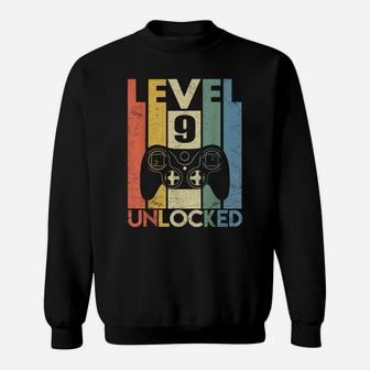 Kids Level 9 Unlocked Shirt Funny Video Gamer 9Th Birthday Sweatshirt | Crazezy AU