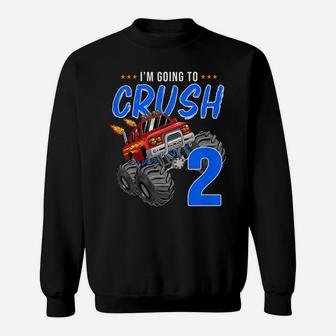 Kids Monster Truck Birthday Shirt 2 Year Old 2Nd Birthday Party Sweatshirt | Crazezy DE