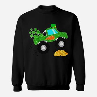 Kids Saint Patricks Day Gift For Monster Truck Lover Boy Shamrock Sweatshirt | Crazezy DE