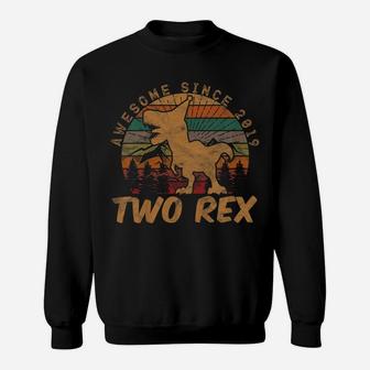Kids Two Rex 2Nd Birthday Gifts Second Dinosaur 2 Year Old Sweatshirt | Crazezy CA