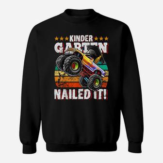 Kindergarten Monster Truck Retro Graduation Cap Gift Boys Sweatshirt | Crazezy UK
