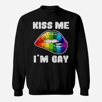 Kiss Me I'm Gay LGBTQ Rainbow Lips Sweatshirt | Crazezy CA