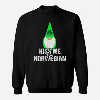 Kiss Me I'm Norwegian St Patrick's Day Tshirt Tomte Gnome Sweatshirt | Crazezy