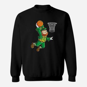 Leprechaun Basketball Dunk St Patricks Day Sweatshirt | Crazezy
