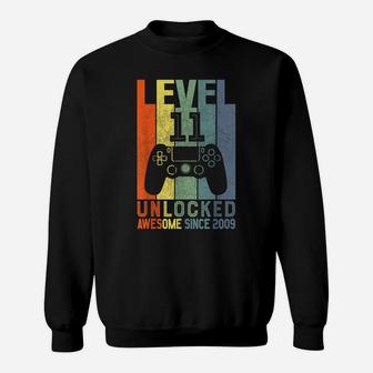 Level 11 Unlocked Awesome Since 2009 11 Birthday Gift Sweatshirt | Crazezy DE