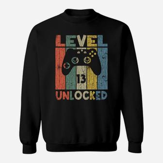 Level 13 Unlocked Gamer Birthday Funny Boy Girl Cute Graphic Sweatshirt | Crazezy
