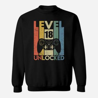 Level 18 Unlocked Tshirt 18Th Video Gamer Birthday Boy Gifts Sweatshirt | Crazezy