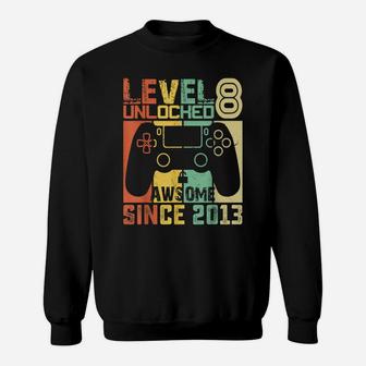 Level 8 Unlocked Video Gamer| 8 Year Old Birthday Kids Gift Sweatshirt | Crazezy