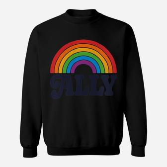 LGBTQ Ally Pocket Retro Vintage Gay Pride LGBT Rainbow Flag Sweatshirt | Crazezy