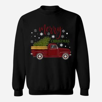 Little Red Vintage Christmas Truck Tree Farm Retro Sweatshirt | Crazezy AU