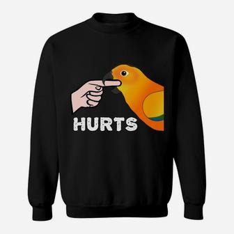 Love Hurts Sun Conure Parrot Biting Finger Sweatshirt | Crazezy UK