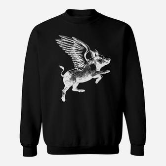 Love Pig Flying Winged Pigs Sweatshirt | Crazezy