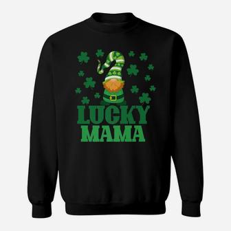 Lucky Mama Mother St Patrick's Day Clover Gnome Irish Gift Sweatshirt | Crazezy