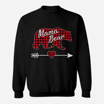 Mama Bear Christmas Pajama Red Buffalo Plaid Family Gift Sweatshirt | Crazezy CA