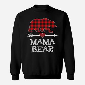 Mama Bear Christmas Pajama Red Plaid Buffalo Family Gift Sweatshirt | Crazezy