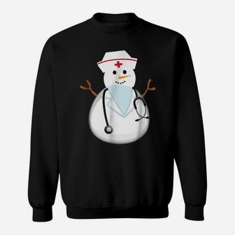 Medical Scrub Top Nurse's Hat Wearing Snowman Gift Sweatshirt | Crazezy DE