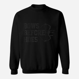 Mens Bows Before Hoes Archery Bow Hunting Funny Archer Gift Sweatshirt | Crazezy CA