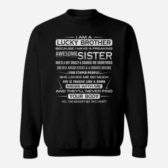 Mens Christmas Gift For Brother From Sister I Am A Lucky Brother Sweatshirt | Crazezy DE