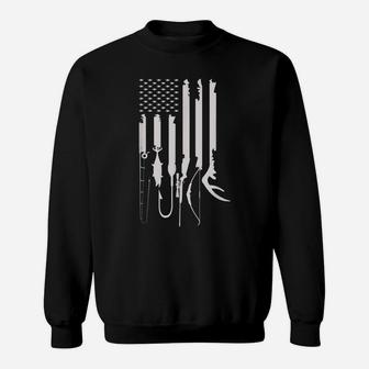 Mens Hunting Fishing Usa Flag American Themed Decor Sweatshirt | Crazezy