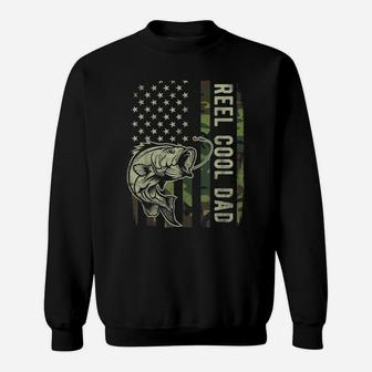 Mens Reel Cool Dad Camouflage American Flag Father's Day Gift Sweatshirt | Crazezy CA