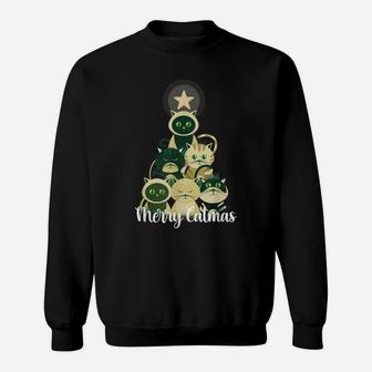 Meowy Merry Catmas Cat Tree Shirt Cat Lover Christmas Gift Sweatshirt | Crazezy
