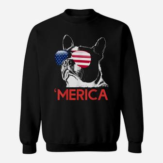Merica Boston Terrier American Flag 4Th Of July Bostie Sweatshirt | Crazezy