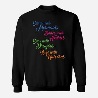 Mermaid Fairy Dragon Unicorn Shirt Girl Women Teen Gift Idea Sweatshirt | Crazezy