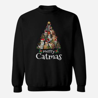 Merry Catmas Xmas Gift Men Women Kids Funny Cat Christmas Sweatshirt | Crazezy