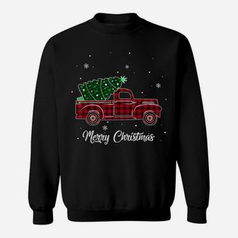 Merry Christmas Buffalo Truck Tree Red Plaid For Men Women Sweatshirt | Crazezy CA