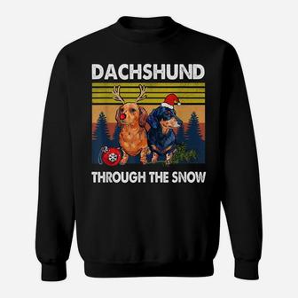 Merry Christmas Dachshund Dog Through The Snow Sweatshirt | Crazezy
