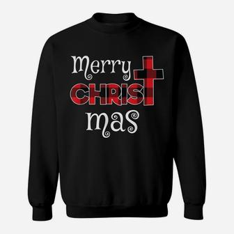 Merry Christmas Shirt Christians Gifts Buffalo Plaid Pajamas Sweatshirt | Crazezy DE