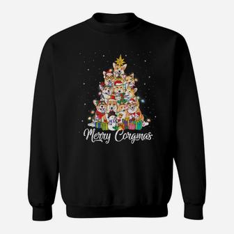 Merry Corgmas Corgi Christmas Tree Fairy Lights Dog Lover Sweatshirt | Crazezy DE