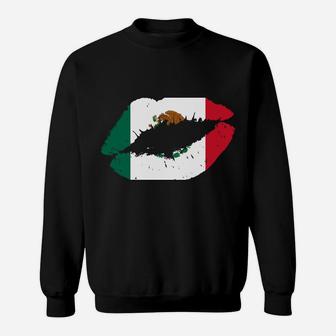 Mexico Lips Kiss Mexican Flag Pride Mexicana Gift Girls Sweatshirt | Crazezy AU