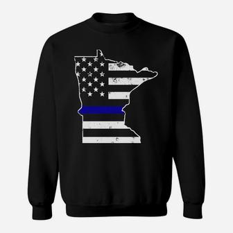 Minnesota Thin Blue Line Police Flag Hoodie Sweatshirt Sweatshirt | Crazezy