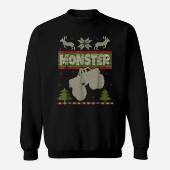 Monster Truck Ugly Christmas Sweater Shirt Big Cars Xmas Tee Sweatshirt | Crazezy