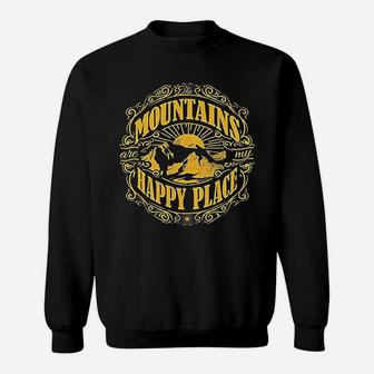 Mountains Are My Happy Place Cool Vintage Hiking Camping Sweatshirt | Crazezy AU