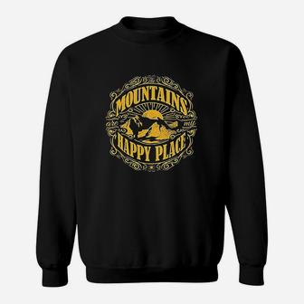 Mountains Are My Happy Place Cool Vintage Hiking Camping Sweatshirt | Crazezy CA